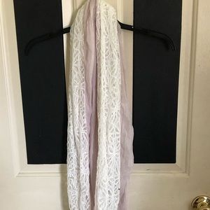 Purple and white lace scarf